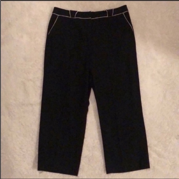 Larry Levine Stretch Pants Black & White Dress Cropped Ankle Size 10 - Picture 9 of 10
